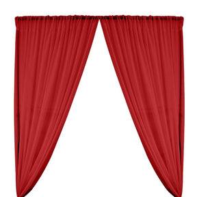 Polyester Chiffon Rod Pocket Curtains Red 1