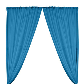 Polyester Chiffon Rod Pocket Curtains Turquoise 1