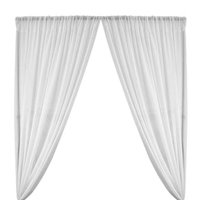 Polyester Chiffon Rod Pocket Curtains White 1