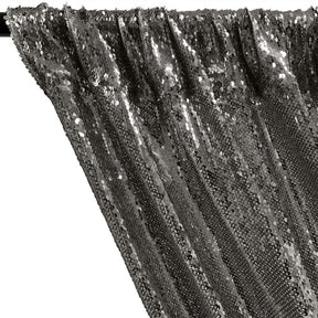 All Over Sequins Mermaid Scale On Stretch Mesh Rod Pocket Curtains Chrome  2
