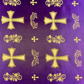 Clerical Cross Metallic Brocade Fabric SV574875 Purple / Gold 1