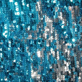 Two Sided Reversible Sequins On Stretch Mesh Fabric SV577738 Turquoise / Silver 2