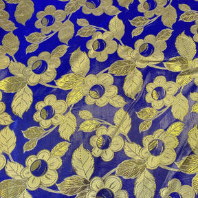 Daisy Metallic Brocade Fabric SV576869 Royal Blue / Gold 1