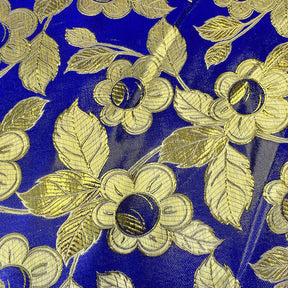 Daisy Metallic Brocade Fabric SV576869 Royal Blue / Gold 2