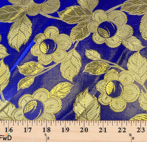 Daisy Metallic Brocade Fabric SV576869 Royal Blue / Gold 3