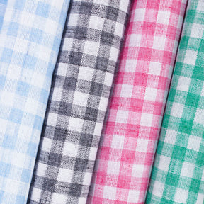Gingham Check Linen Look Fabric Group