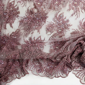 Celosia Bridal Lace Beaded Fabric SV577486 Dusty Rose 4