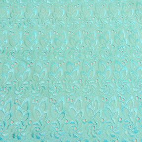 Eyelet Floral Embroidery Fabric SV571120 Aqua 1