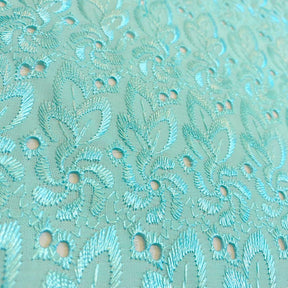 Eyelet Floral Embroidery Fabric SV571120 Aqua 2