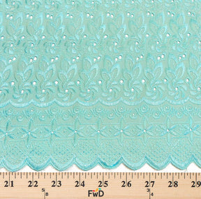 Eyelet Floral Embroidery Fabric SV571120 Aqua 3
