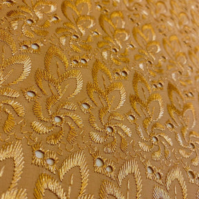 Eyelet Floral Embroidery Fabric SV571118 Gold 2