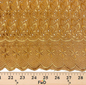 Eyelet Floral Embroidery Fabric SV571118 Gold 3