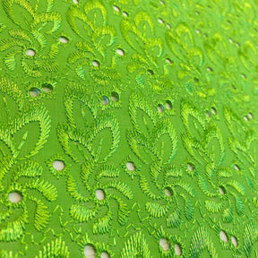 Eyelet Floral Embroidery Fabric SV571115 Lime Green 2