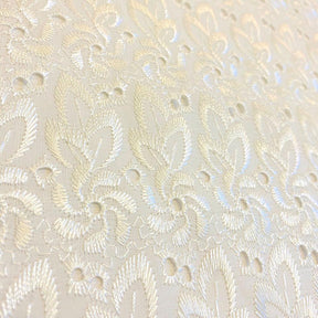 Eyelet Floral Embroidery Fabric SV571121 Off White 2