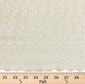 Eyelet Floral Embroidery Fabric SV571121 Off White 3