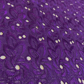 Eyelet Floral Embroidery Fabric SV571113 Purple 2