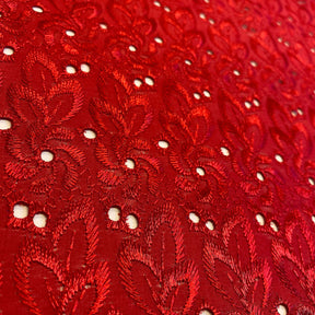 Eyelet Floral Embroidery Fabric SV571112 Red 2