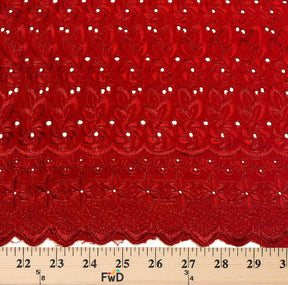 Eyelet Floral Embroidery Fabric SV571112 Red 3