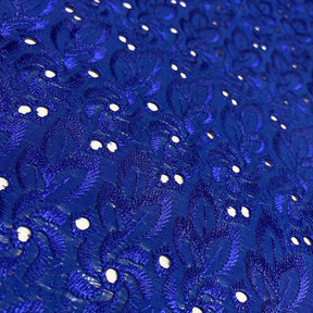 Eyelet Floral Embroidery Fabric SV571111 Royal Blue 2