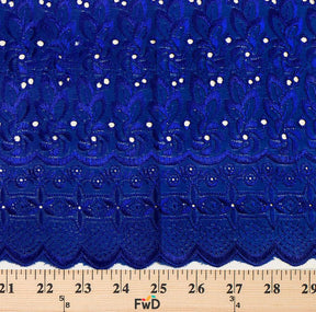 Eyelet Floral Embroidery Fabric SV571111 Royal Blue 3