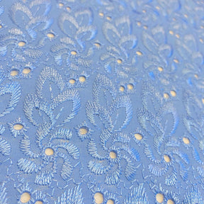 Eyelet Floral Embroidery Fabric SV571110 Steel Blue 2