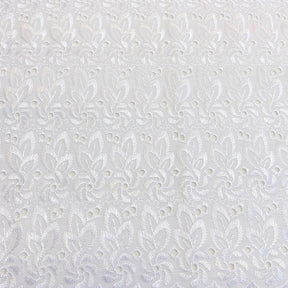 Eyelet Floral Embroidery Fabric SV571122 White 1