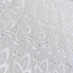 Eyelet Floral Embroidery Fabric SV571122 White 2