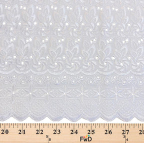 Eyelet Floral Embroidery Fabric SV571122 White 3