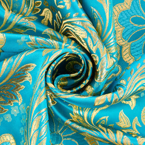 Floral Metallic Brocade Fabric SV571203 Turquoise / Gold Image A2