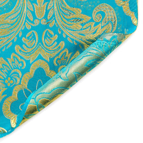 Floral Metallic Brocade Fabric SV571203 Turquoise / Gold Image A5