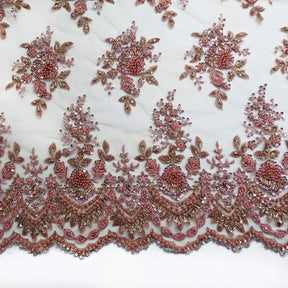 Dahlia Beaded Bridal Lace Fabric SV577495 Pink 2