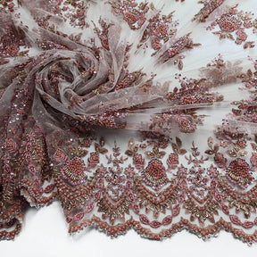 Dahlia Beaded Bridal Lace Fabric SV577495 Pink 4