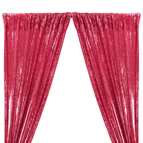 All Over Sequins Mermaid Scale On Stretch Mesh Rod Pocket Curtains Fuchsia 1