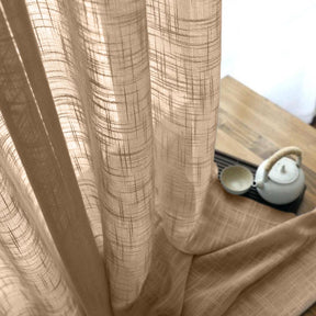Sheer Voile Gasa Rod Pocket Curtains Camel  2