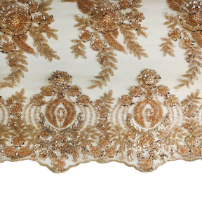 Floral Bridal Lace Beaded Fabric SV571091 Gold 2