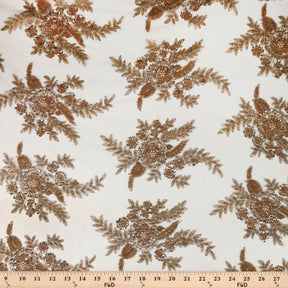 Floral Bridal Lace Beaded Fabric SV571091 Gold 3