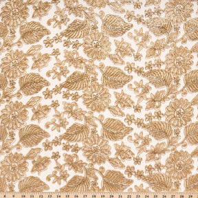 Embroidered Daisy Floral Lace Fabric SV578056 Gold 3