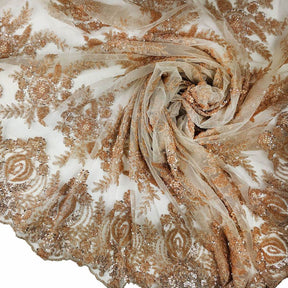 Floral Bridal Lace Beaded Fabric SV571091 Gold 4