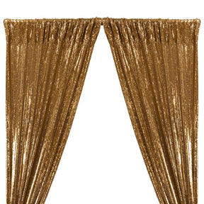 All Over Sequins Mermaid Scale On Stretch Mesh Rod Pocket Curtains Gold 1