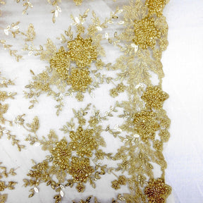Ivy Bridal Lace Beaded Fabric SV571084 Gold 2