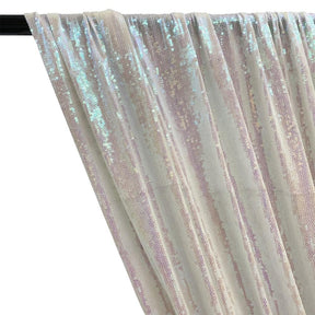 All Over Micro Sequins Starlight On Stretch Mesh Rod Pocket Curtains Hologram White 2