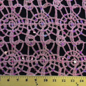 Corded Sequin Lace Fabric SV570744 Pink 5