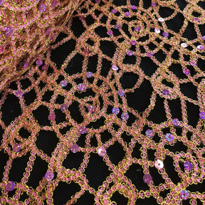 Corded Sequin Lace Fabric SV570743 Pink / Gold 3