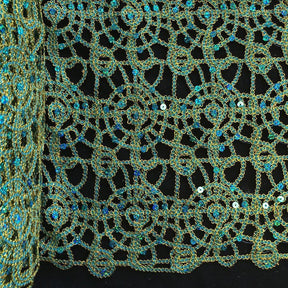 Corded Sequin Lace Fabric SV570740 Turquoise / Gold 4
