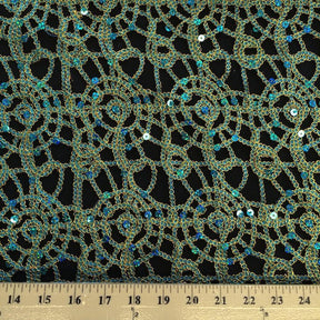 Corded Sequin Lace Fabric SV570740 Turquoise / Gold 5