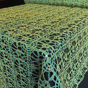 Corded Sequin Lace Fabric SV570740 Turquoise / Gold 1