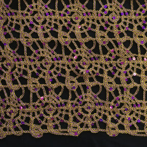 Corded Sequin Lace Fabric SV570746 Purple / Gold 2