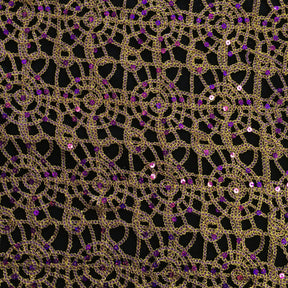 Corded Sequin Lace Fabric SV570746 Purple / Gold 5
