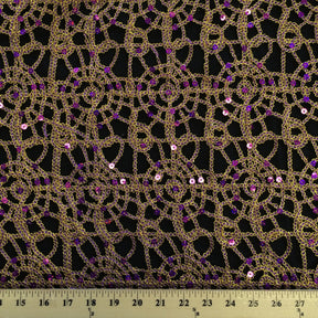 Corded Sequin Lace Fabric SV570746 Purple / Gold 4