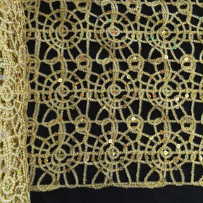 Corded Sequin Lace Fabric SV570739 White / Gold 2